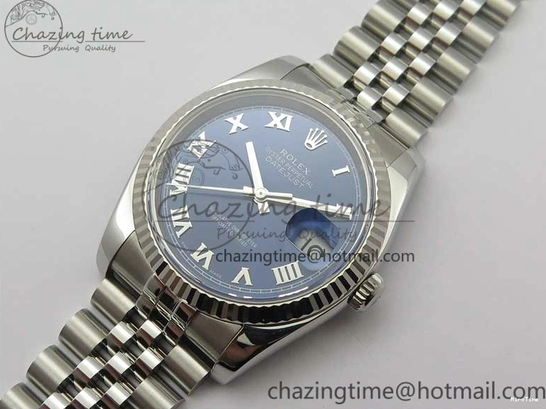 MiroTime 0801 DateJust 36 SS 116234 ARF 1:1 Best Edition 904L Steel Blue Dial Roman Markers on Jubilee Bracelet SH3135 V WellDesigned 3199